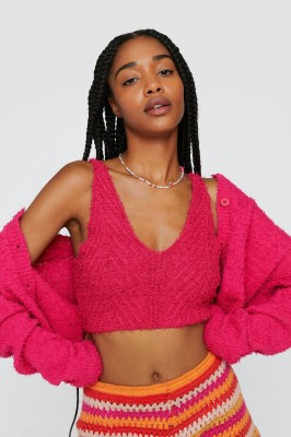 Różowy top v neck (M)