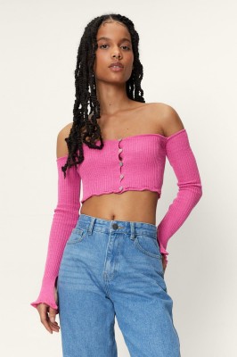 Różowy top off shoulder (36)