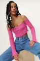 Pink Petite Off The Shoulder Cropped Cardigan image.jpg