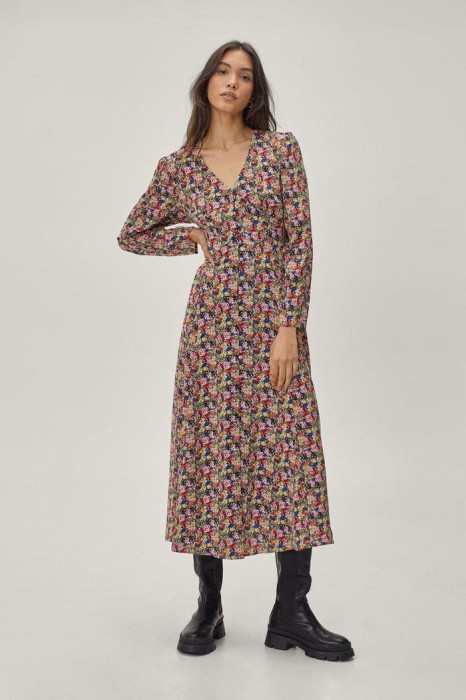 Kolorowa sukienka midi floral print (34)