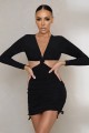 Czarna mini sukienka długie rękawy (40)