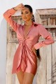 Koralowa satynowa sukienka mini (38)