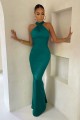 Zielona satynowa suknia maxi (36)