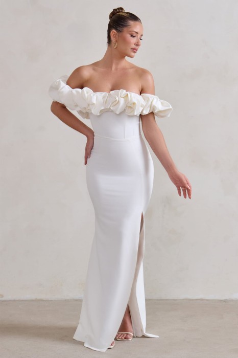 Suknia śmietankowa off shoulder (40)