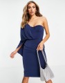 Granatowa sukienka one shoulder (36)