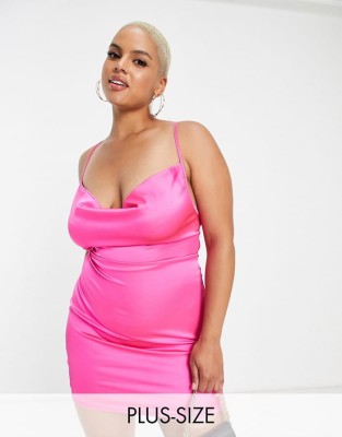 Różowa satynowa sukienka mini (44)