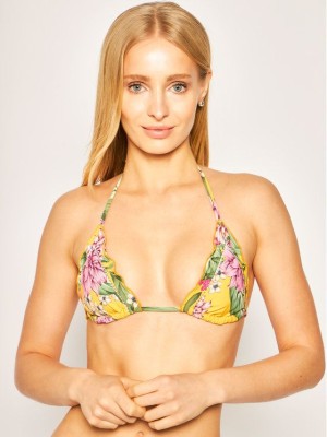 Żółty top bikini kwiaty (M)