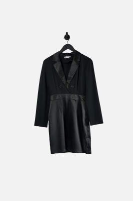 Czarna sukienka blezer satyna (36)