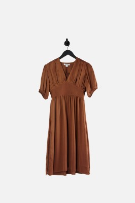 Brązowa sukienka v neck (36)