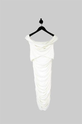 Śmietankowa marszczona sukienka (40)