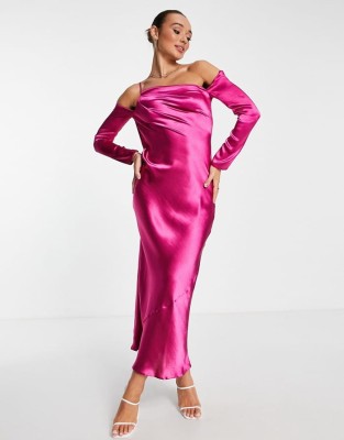 Różowa satynowa sukienka (36)