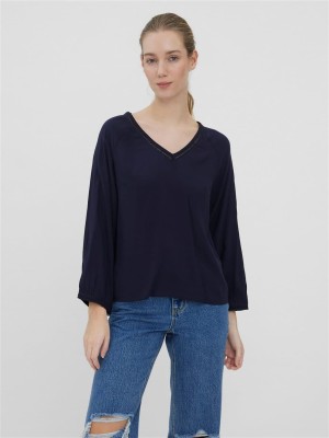 Granatowa bluzka v neck (XS)