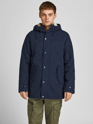 Granatowa kurtka parka kaptur (S)