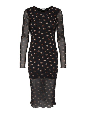 Czarna sukienka print (L)
