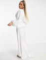 Biała suknia v neck maxi (36)