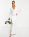 Biała suknia v neck maxi (36)