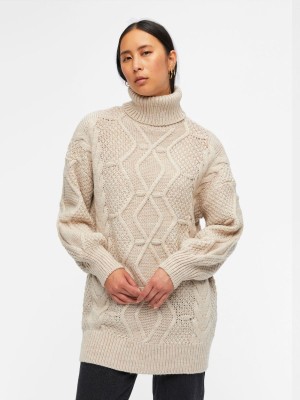 Beżowy sweter golf (L)