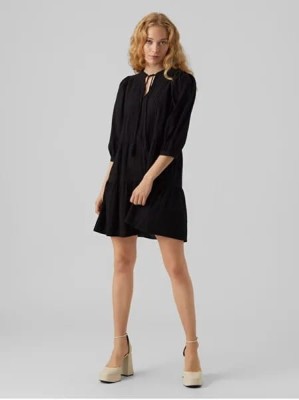 Czarna sukienka mini rękaw 3/4 (M)