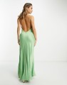 Satynowa sukienka maxi open back (XS)