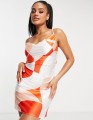 Satynowa mini sukienka print (38)