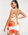 Satynowa mini sukienka print (38)