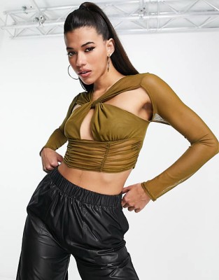 Khaki top marszczenia (34)