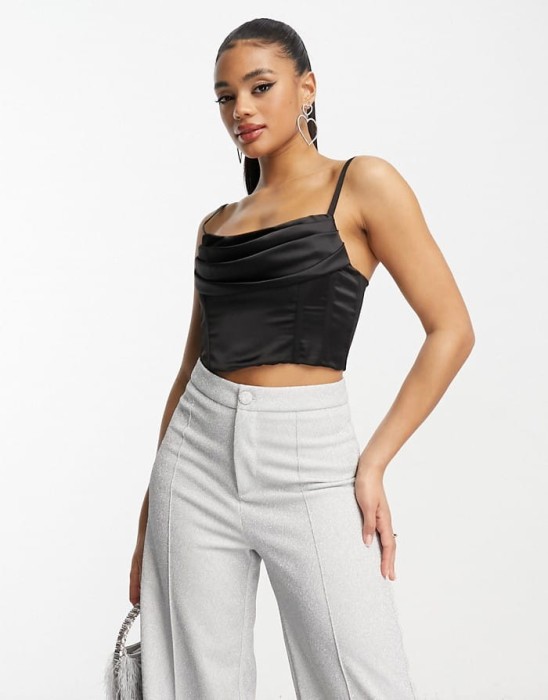 Czarny satynowy top (44)