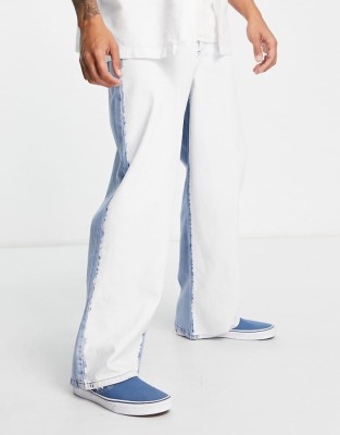 Dwukolorowe jeansy baggy (32/32)