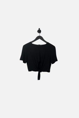 Czarny t-shirt wiązanie (S)