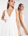 Śmietankowa suknia v neck (42)