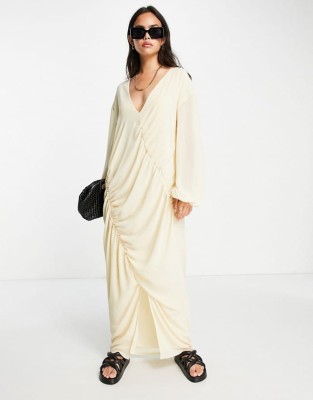 Prosta maxi sukienka v neck (36)