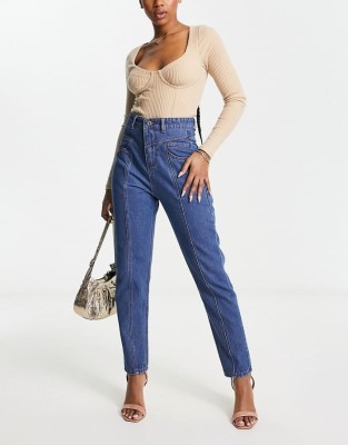Niebieskie jeansy wysoki stan (44)