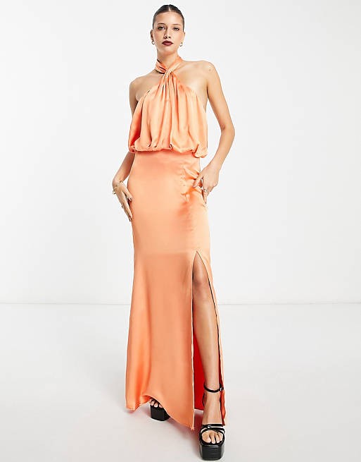 Satynowa sukienka maxi (36)