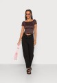 Czarny top floral print (L)