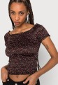 Czarny top floral print (L)