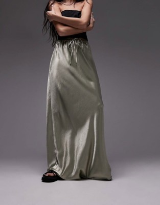 Khaki spódnica maxi (36)