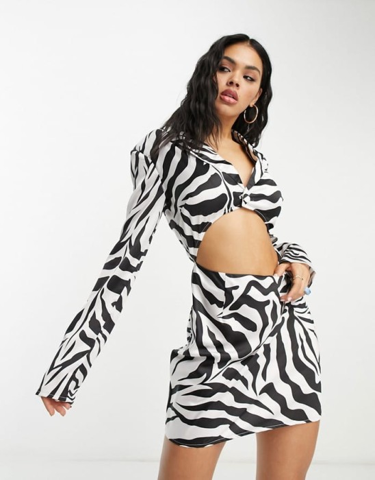 Dwukolorowa sukienka wzór (36)