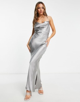 Srebrna sukienka satynowa maxi (32)