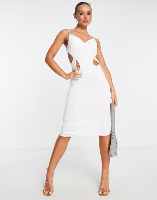 Sukienka biała midi rozcięcie (34)