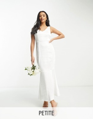 Satynowa biała suknia v neck (36)