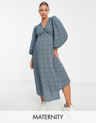 Midi sukienka wzór kwiaty (40)
