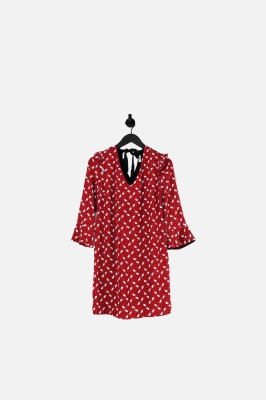 Dwukolorowa prosta sukienka print (M)