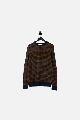 Dwukolorowy sweter kratka (L)