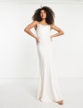 Ecru sukienka satynowa maxi (40)