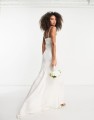 Ecru sukienka satynowa maxi (40)