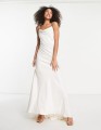 Ecru sukienka satynowa maxi (40)
