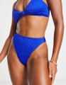 Kobaltowy marszczony dół bikini (34)
