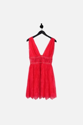 Różowa sukienka koronka cyrkonie (M)