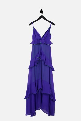 Fioletowa szyfonowa sukienka (XS)