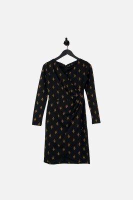 Czarna sukienka mieniący print (L)